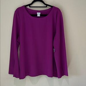 Chico's Vibrant Purple Long Sleeve Ponte Knit Top